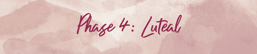 Phase 4 Luteal menstrual cycle header card with pink watercolor floral background