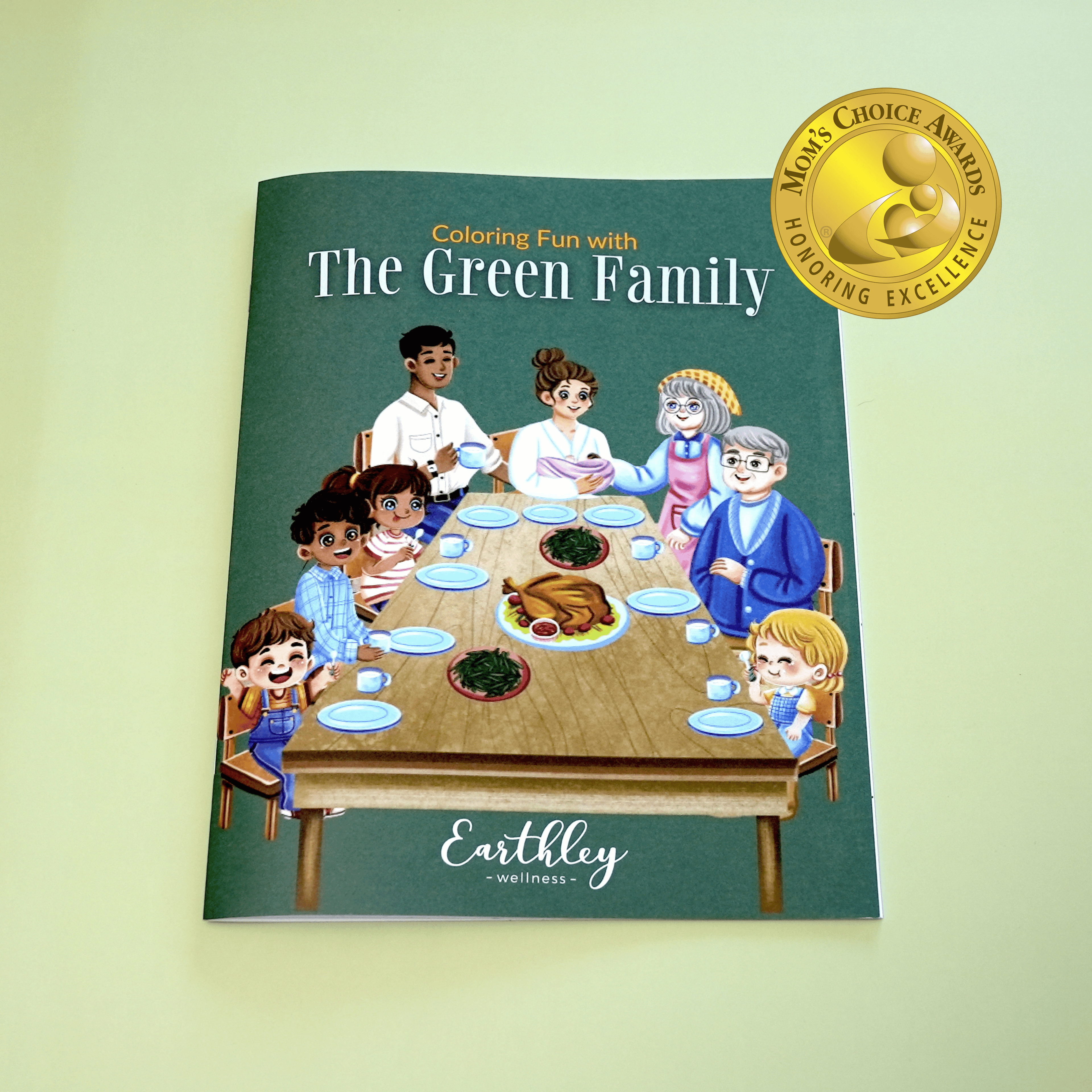 The Green Family Childrens Book with award badge showing herbal education picture book recognition
