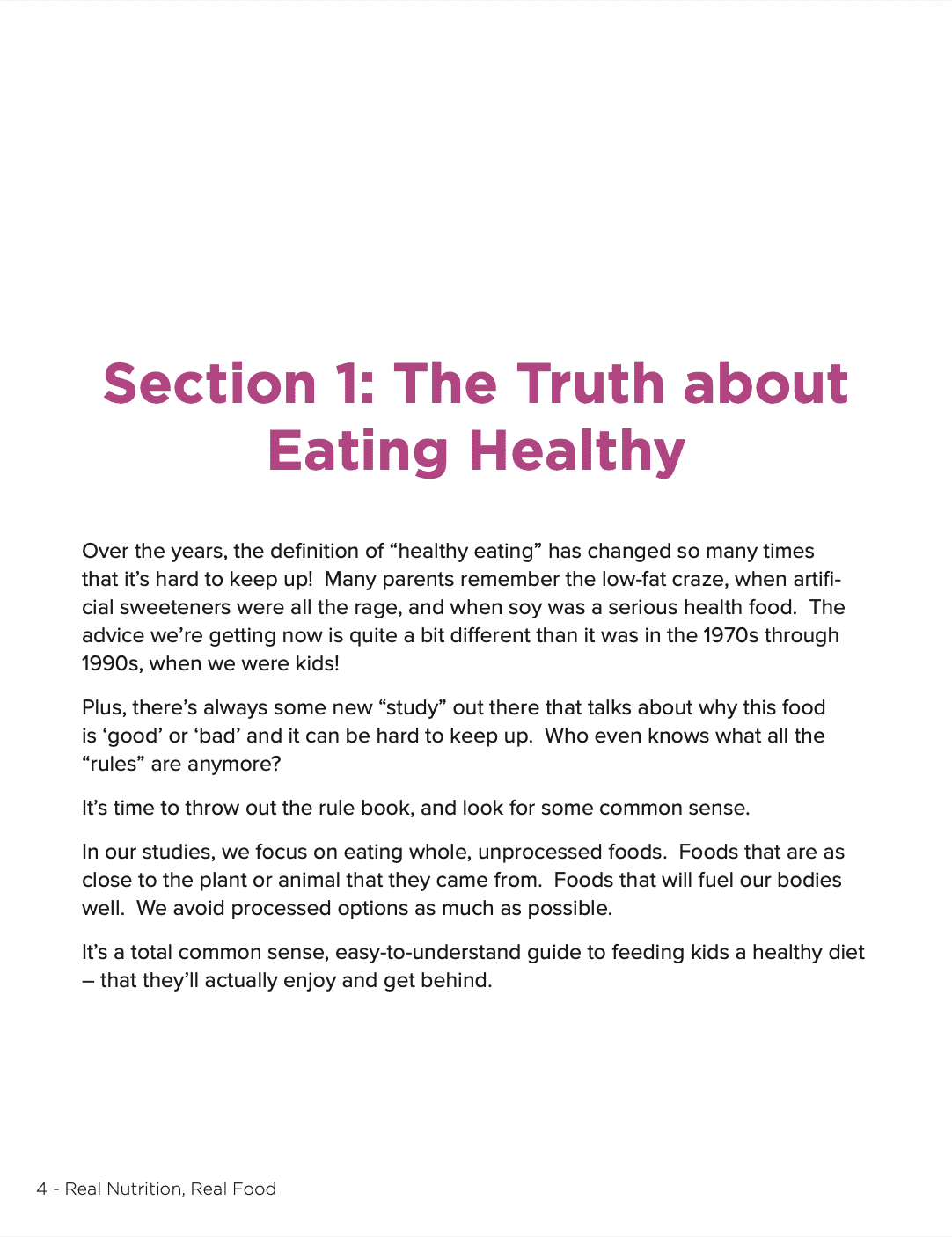 Earthley Real Food Real Nutrition curriculum worksheet on white background